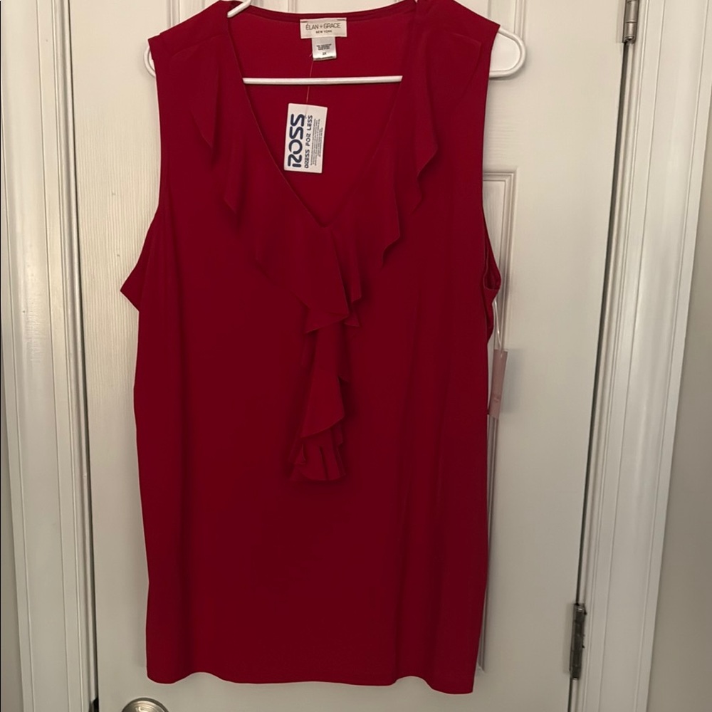 Elan + Grace Red Ruffled Blouse